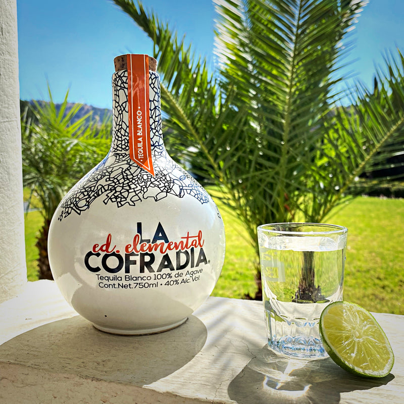 La Cofradia Elemental Blanco, 750 ML, 40% ABV. Ceramic Bottle.