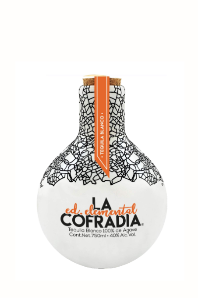 La Cofradia Elemental Blanco, 750 ML, 40% ABV. Ceramic Bottle.